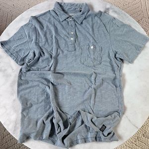Todd Snyder Cotton Slub Pocket Polo, Size Large, Blue/Gray